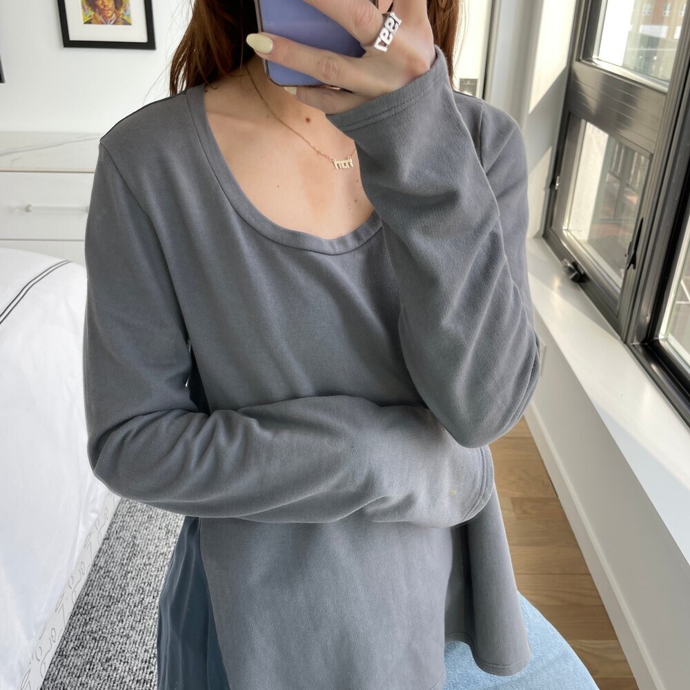 La Vi by Sam & Lavi Scoop Neck Pullover Top Gray Small - Picture 2 of 5